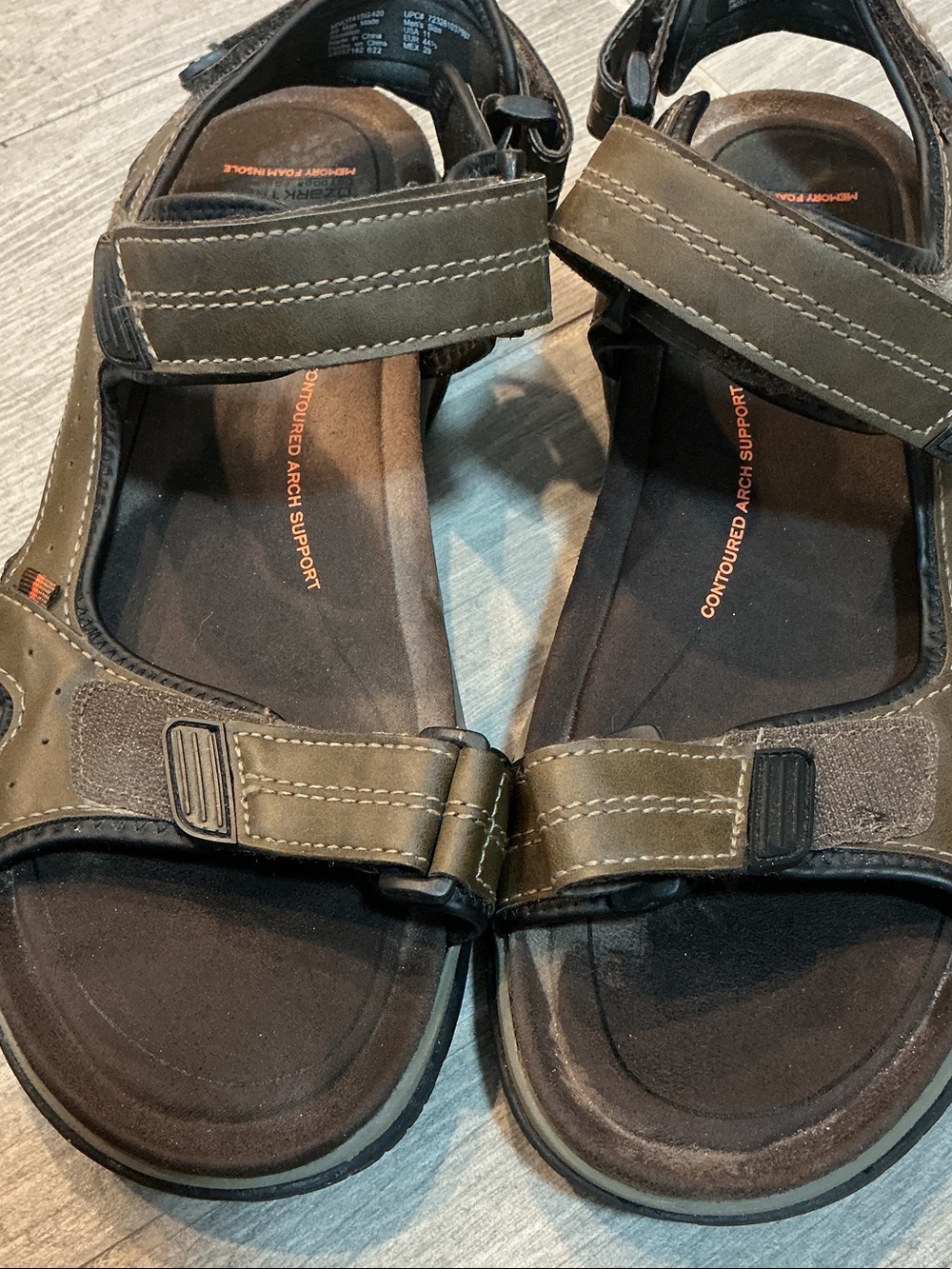Ozark Trail Men's Brown/Olive/Black Adjust. Outdoor Sport Sandals Men’s Sz 11